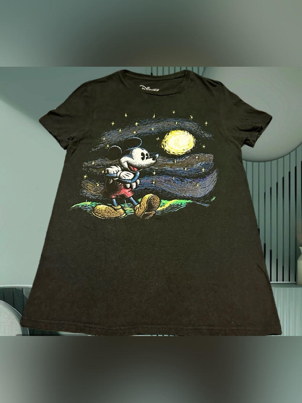 Disney Black Mickey Mouse Moonlit Walk Graphic Tee S